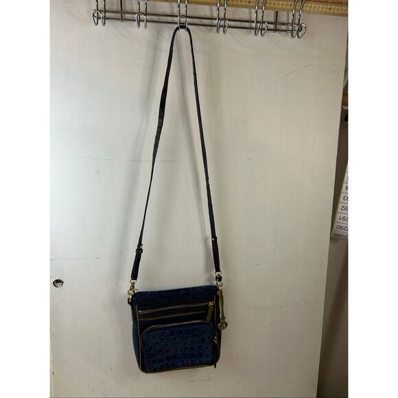 Brahmin Blue Green Croc crossbody 24\